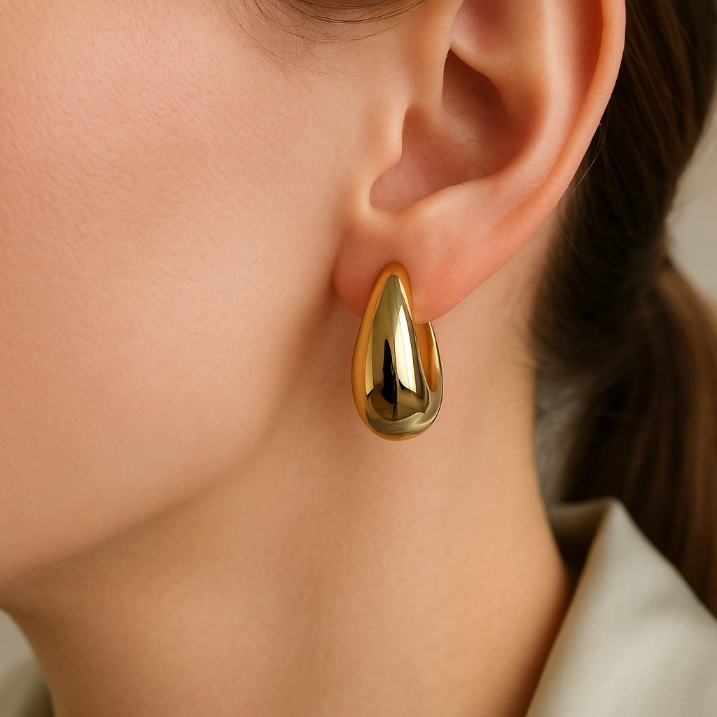 14K Solid Gold Teardrop Earrings – Bold Chunky Statement Drops