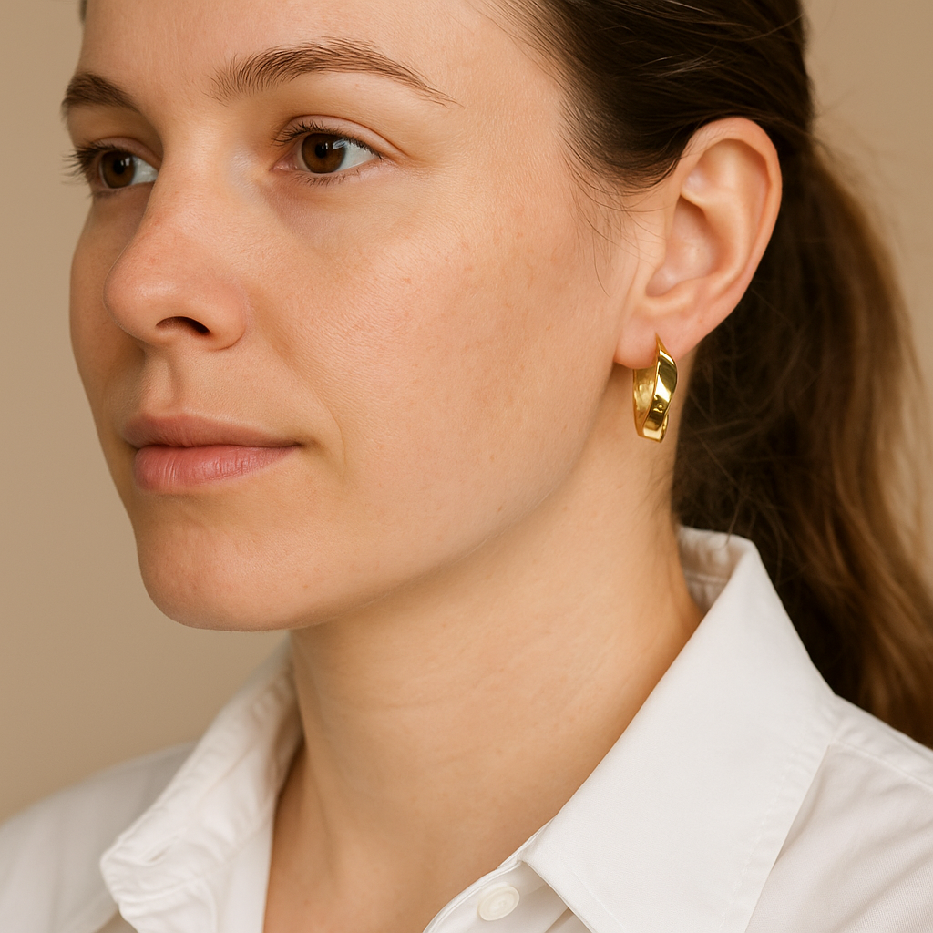 14K Solid Gold Wide Hoop Earrings – Bold Textured Real Gold Hoops for Women, Elegant Chunky Gold Jewelry, Everyday Statement Accessories