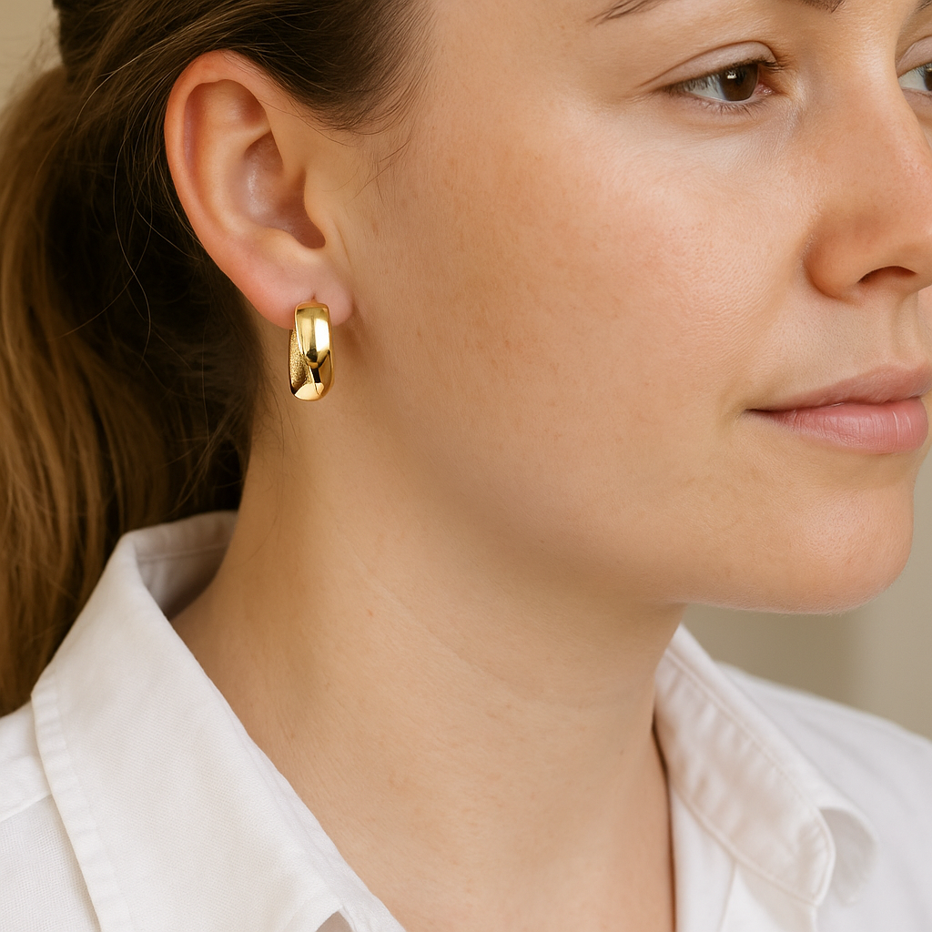 14K Solid Gold Wide Hoop Earrings – Bold Textured Real Gold Hoops for Women, Elegant Chunky Gold Jewelry, Everyday Statement Accessories