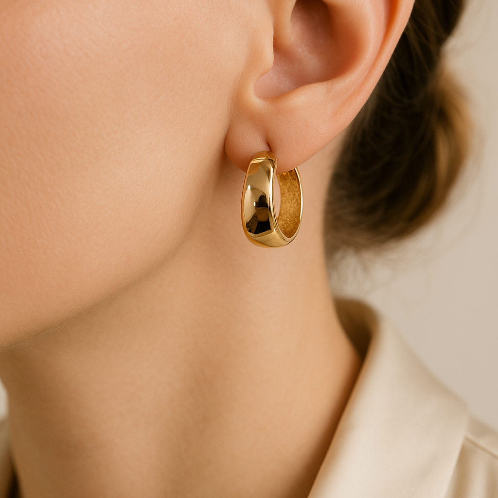 14K Solid Gold Wide Hoop Earrings – Bold Textured Real Gold Hoops for Women, Elegant Chunky Gold Jewelry, Everyday Statement Accessories