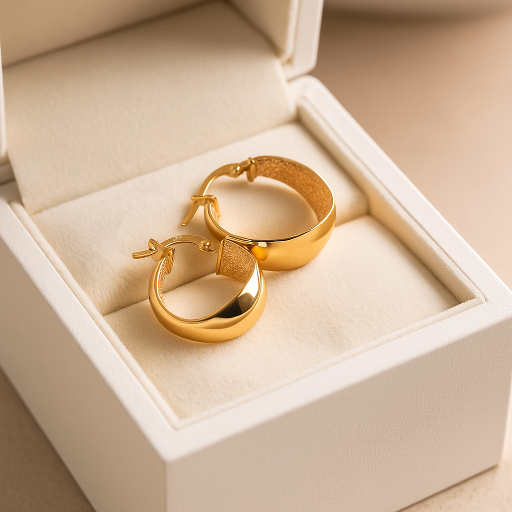 14K Solid Gold Wide Hoop Earrings – Bold Textured Real Gold Hoops for Women, Elegant Chunky Gold Jewelry, Everyday Statement Accessories