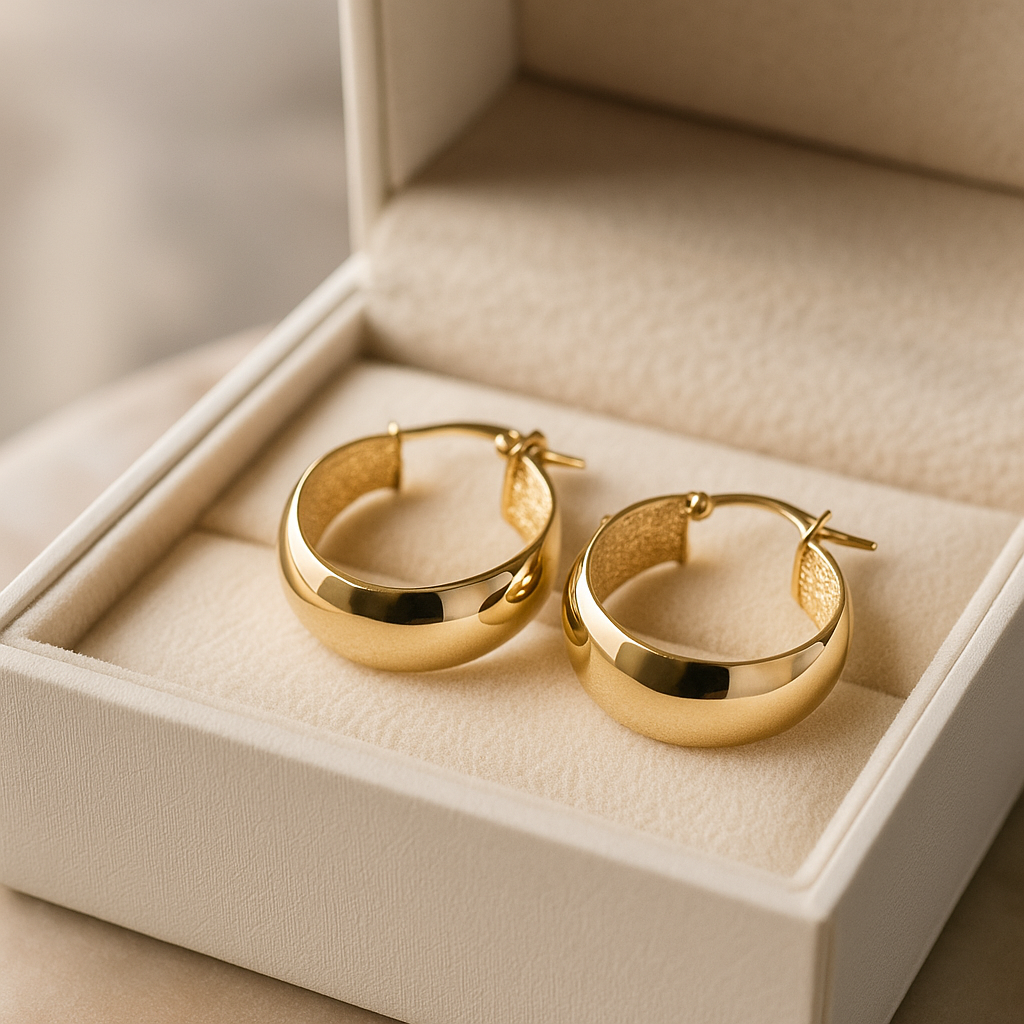 14K Solid Gold Wide Hoop Earrings – Bold Textured Real Gold Hoops for Women, Elegant Chunky Gold Jewelry, Everyday Statement Accessories