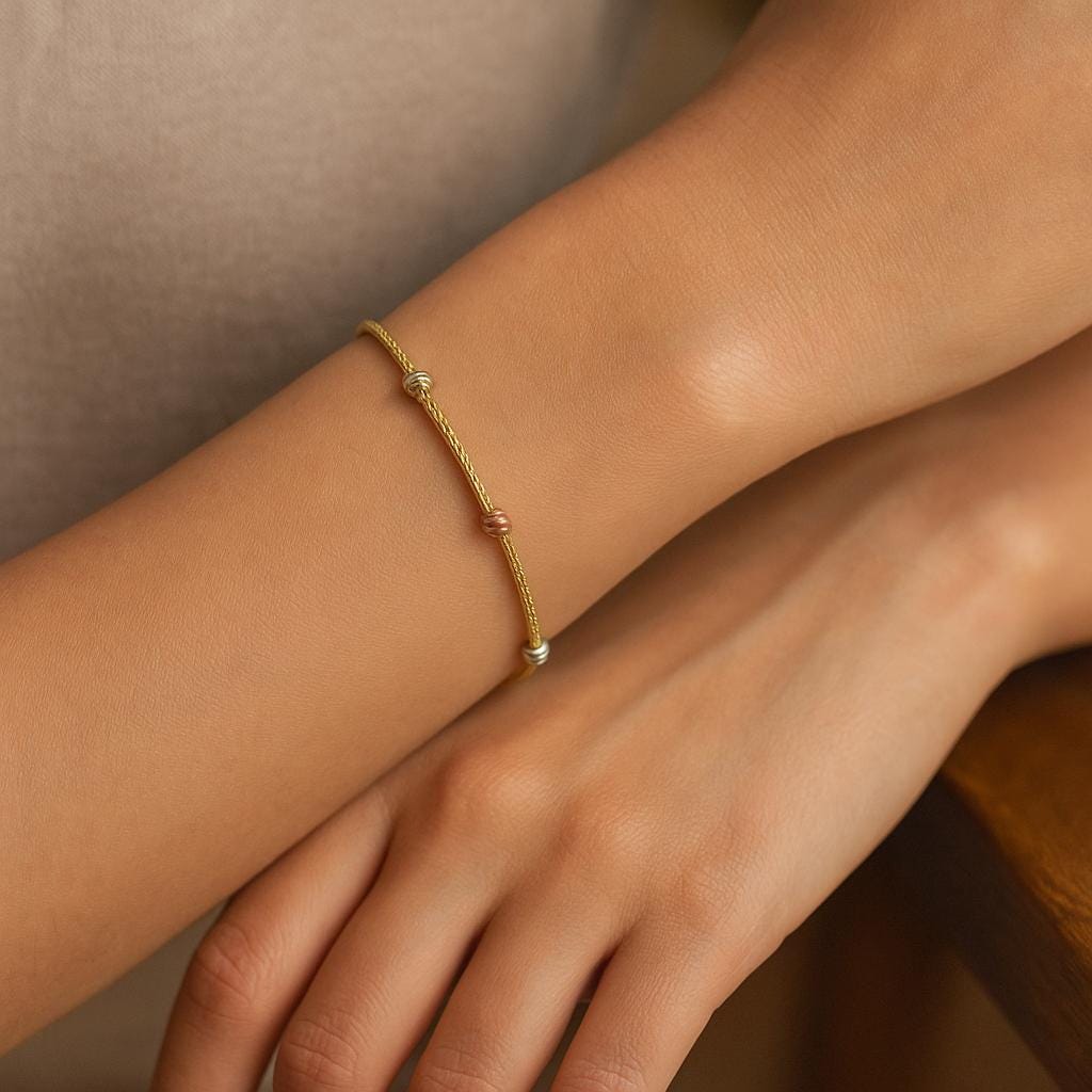 14K Solid Gold Minimal Bracelet - Dainty Yellow Gold Chain Bracelet