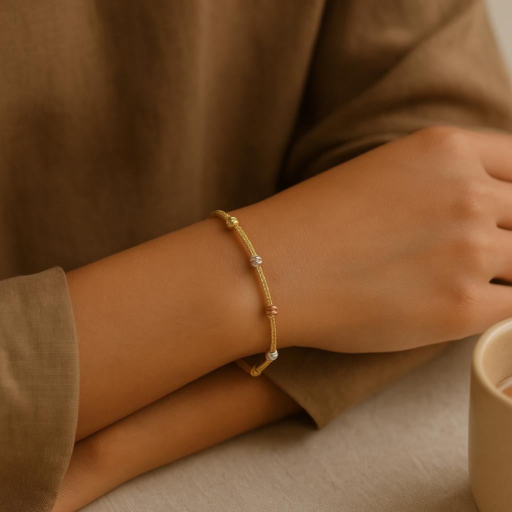 14K Solid Gold Minimal Bracelet - Dainty Yellow Gold Chain Bracelet