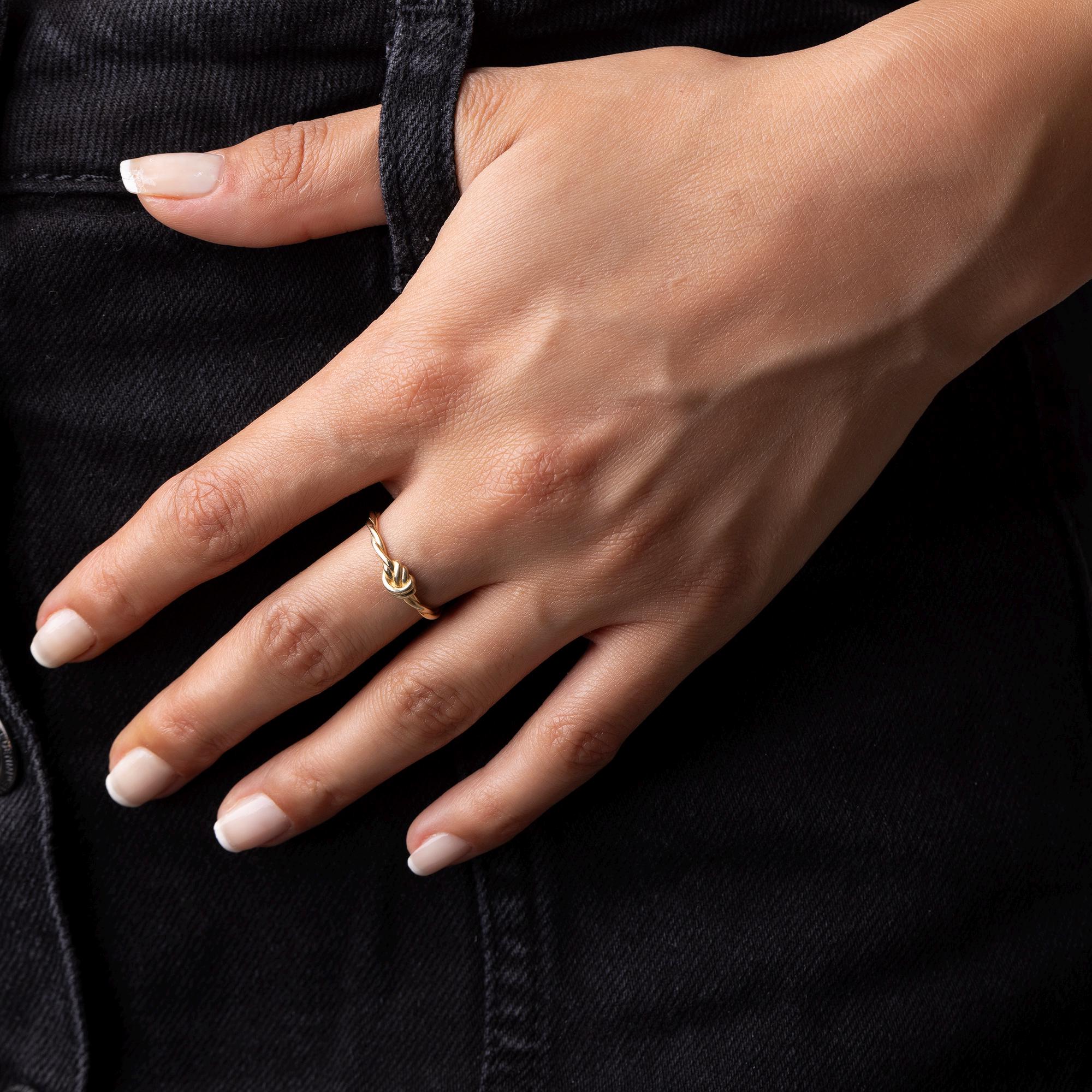 14K Solid Gold Knot Ring – 5mm Love Knot Band, Handmade Minimalist Jewelry