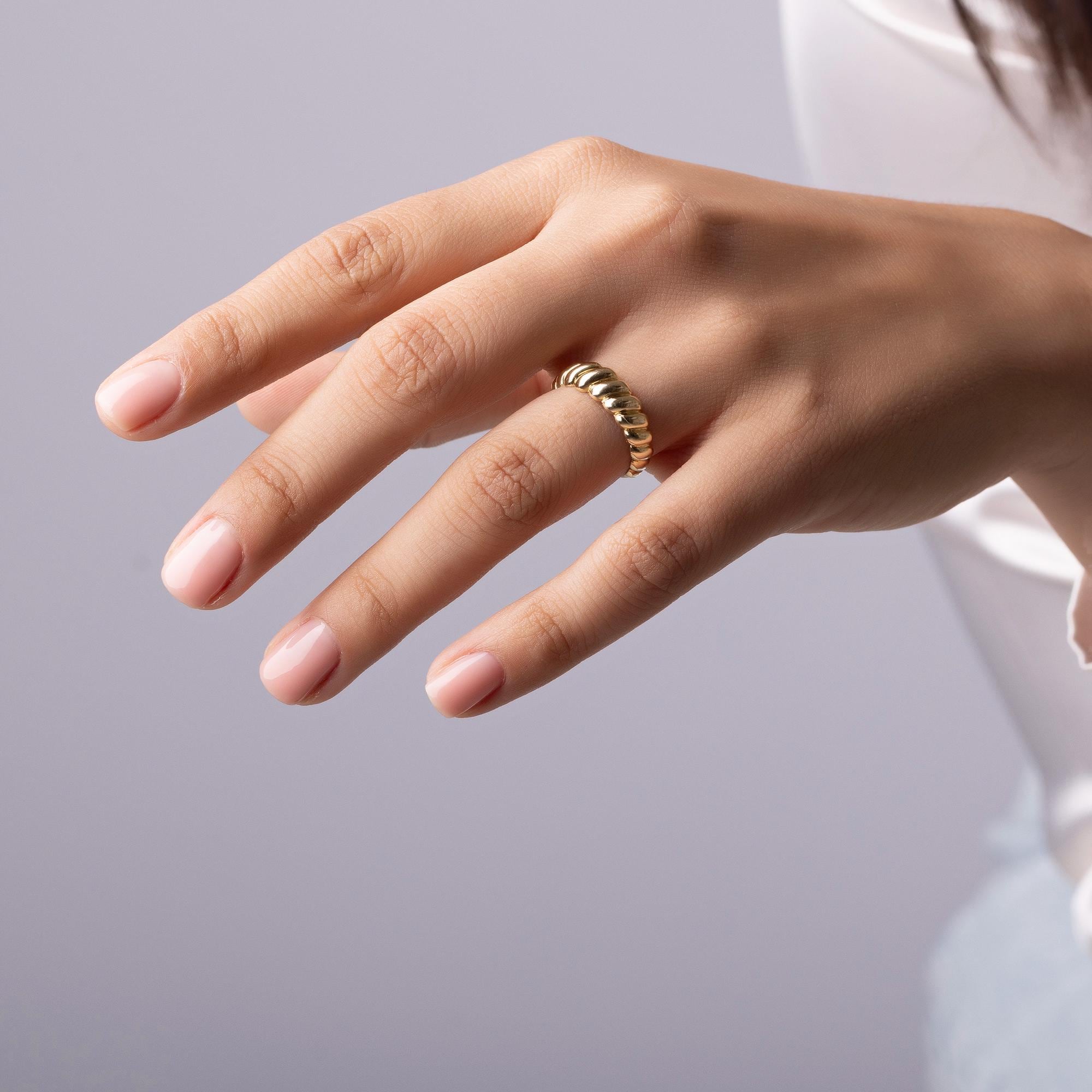 14K Solid Gold Spiral Band Ring – Chunky Chain Inspired Jewelry