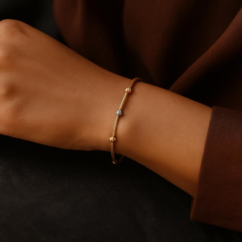 14K Solid Gold Minimal Bracelet - Dainty Yellow Gold Chain Bracelet