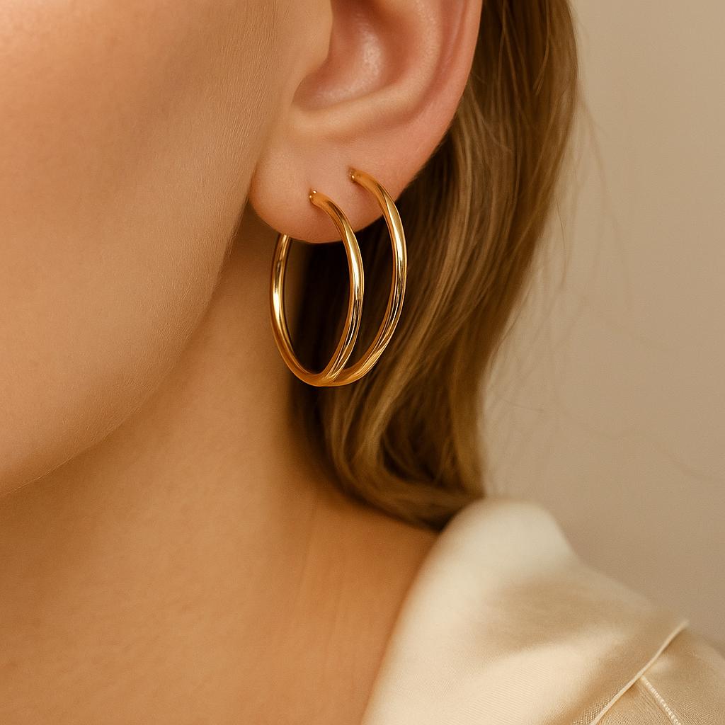 14K Solid Gold Large Hoop Earrings – Lightweight Everyday Jewelry