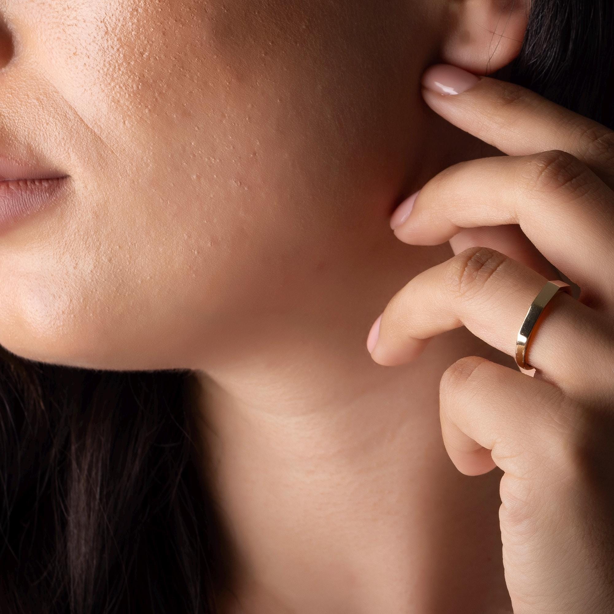 14K Solid Gold Band Ring – Minimalist Flat Wedding Band