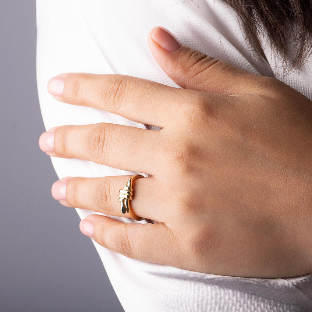 14K Solid Gold Knot Ring – 5mm Love Knot Band, Handmade Minimalist Jewelry