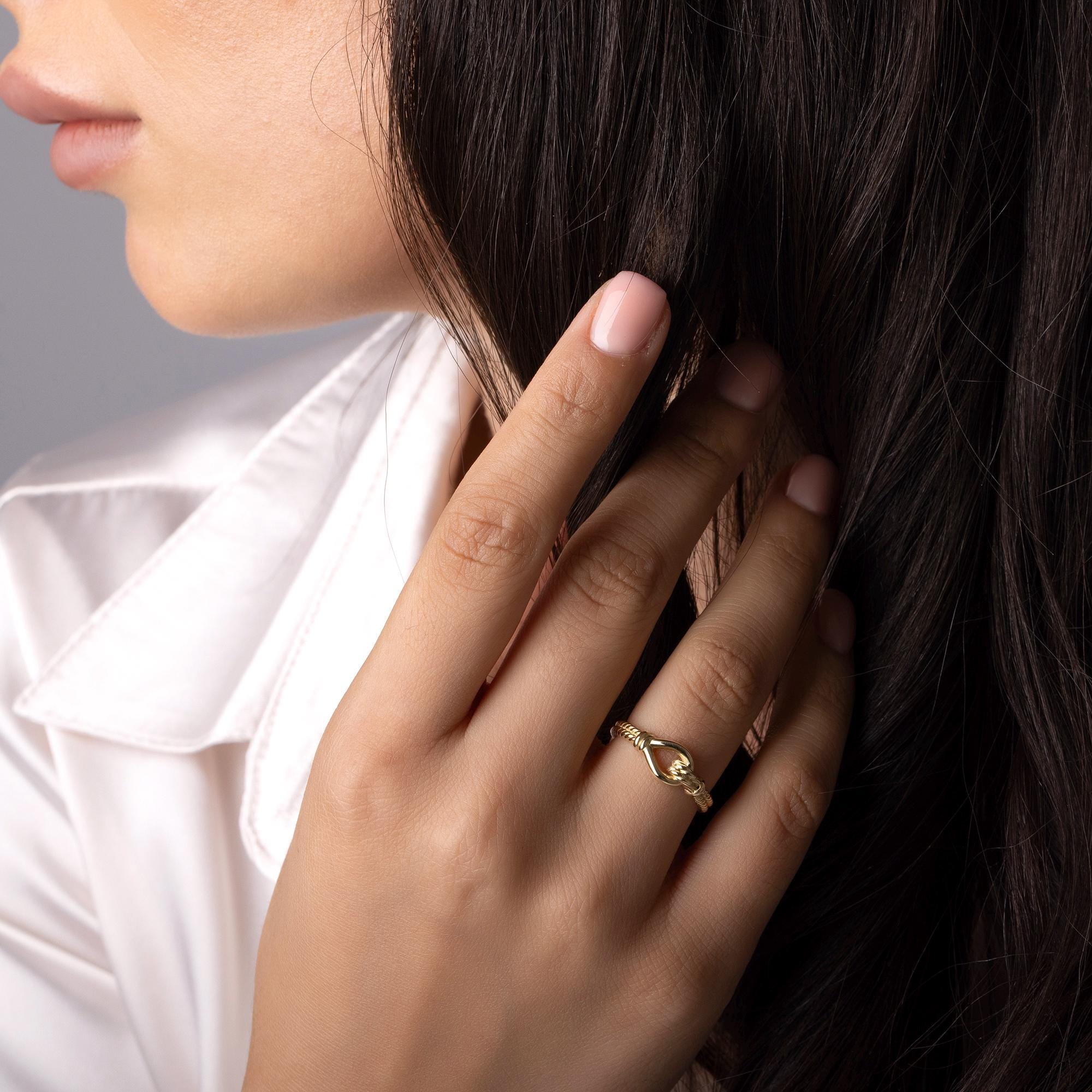 14K Solid Gold Minimalist Knot Ring – 6mm Handmade Love Knot Band