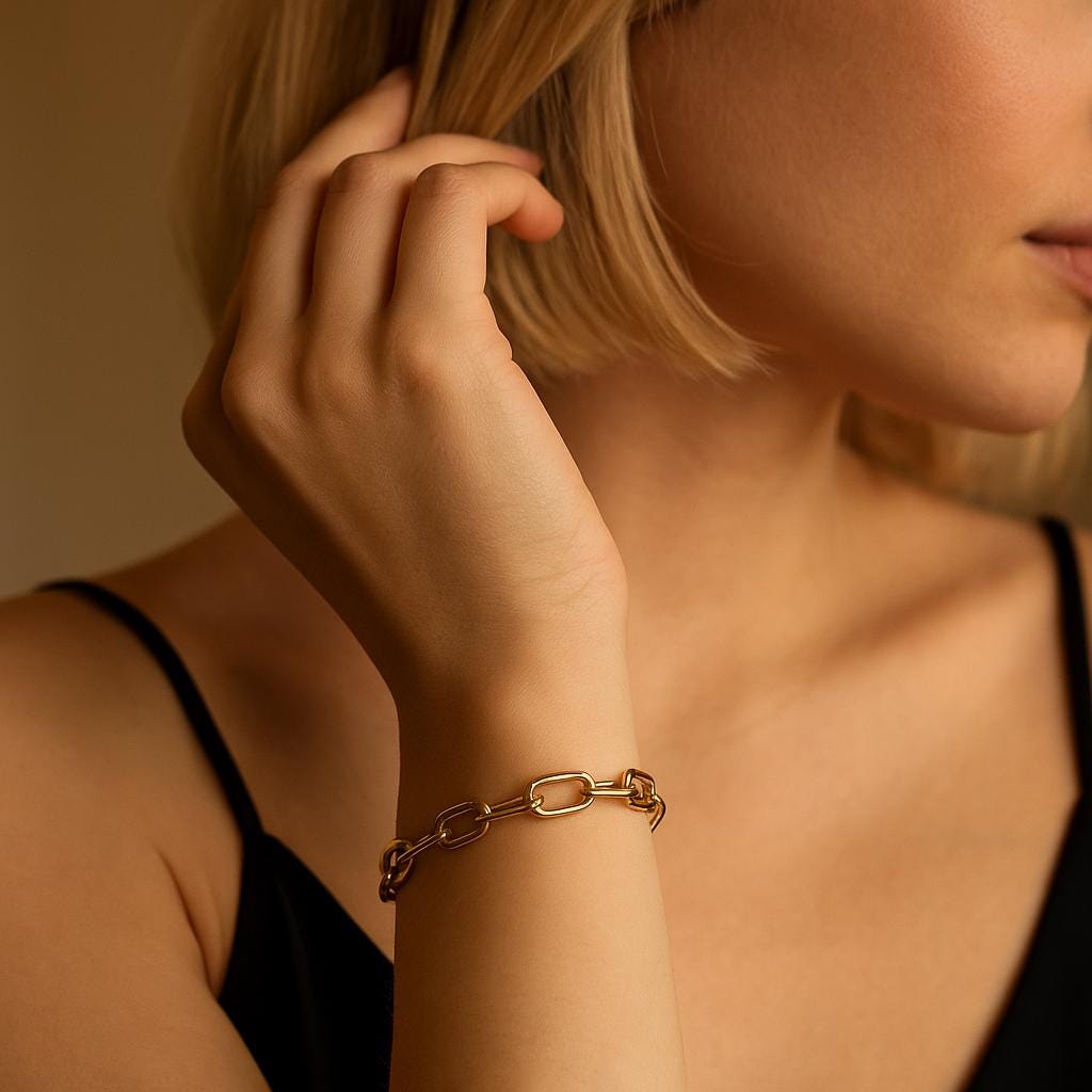 14K Solid Gold Paperclip Bracelet – 10mm Bold Link Real Gold Jewelry