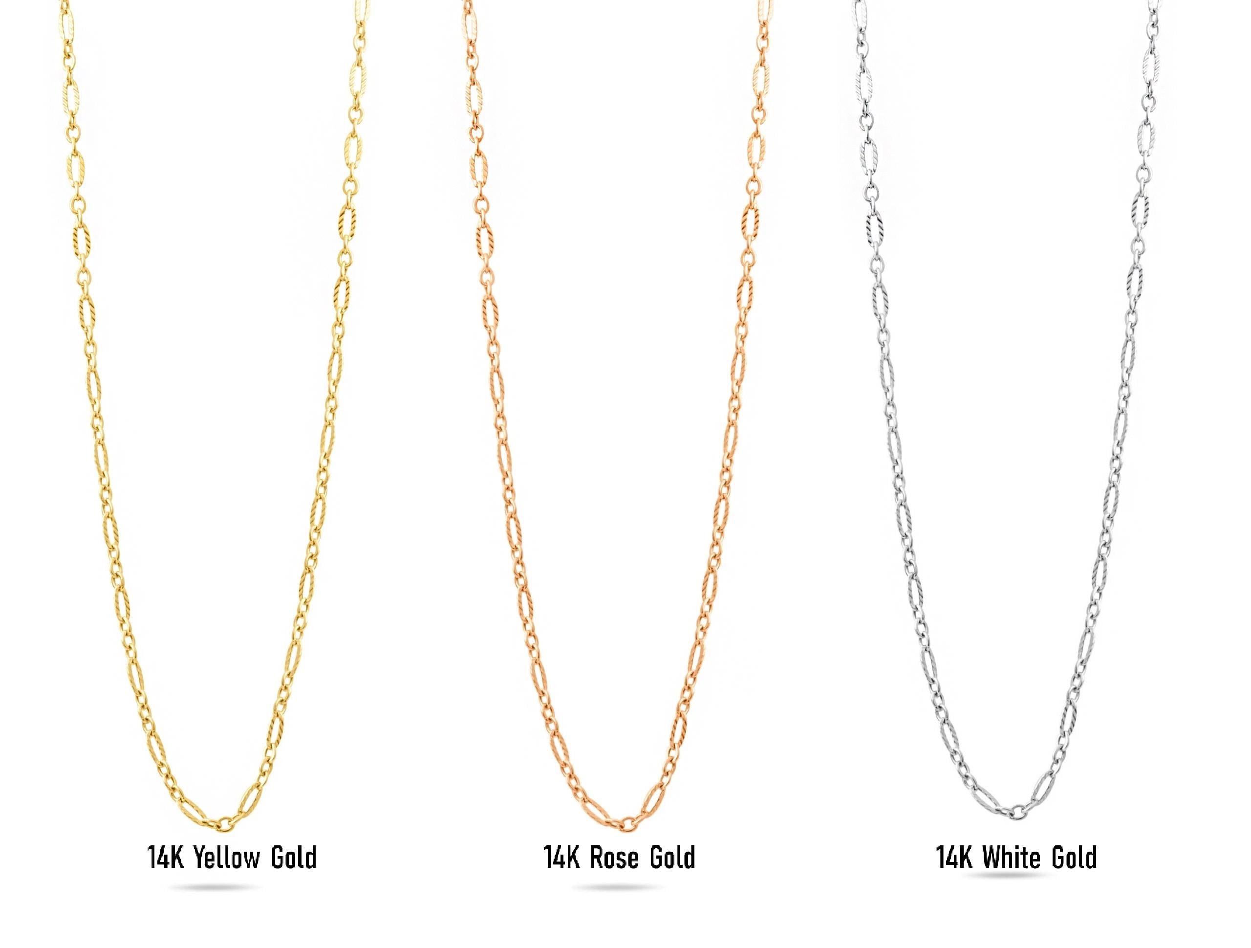 14K Solid Gold Layered Figaro Chain Necklace – Triple Strand Real Gold Jewelry