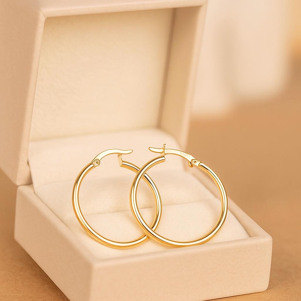14K Solid Gold Large Hoop Earrings – Lightweight Everyday Jewelry