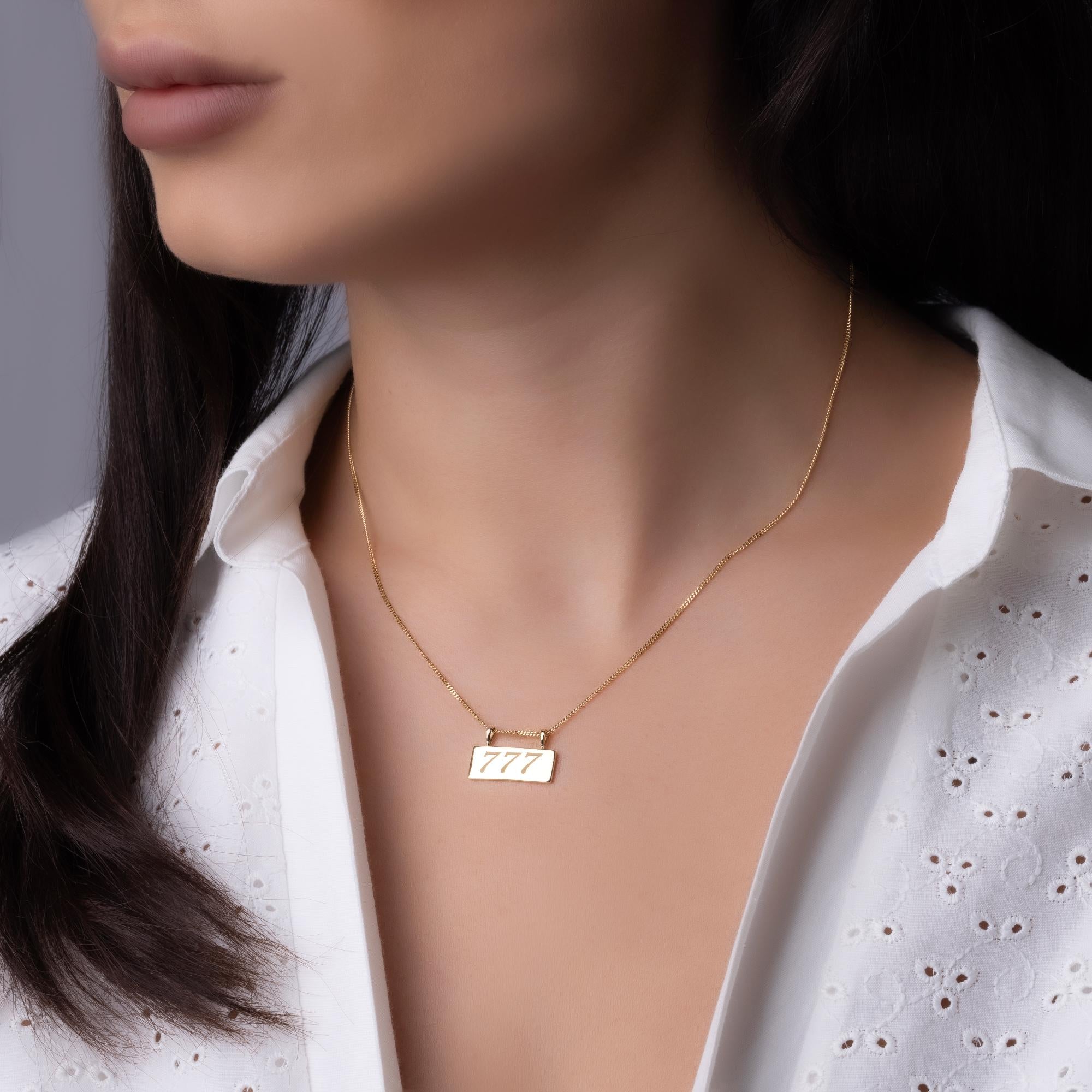 14K Solid Gold 777 Angel Number Necklace – Lucky Spiritual Jewelry