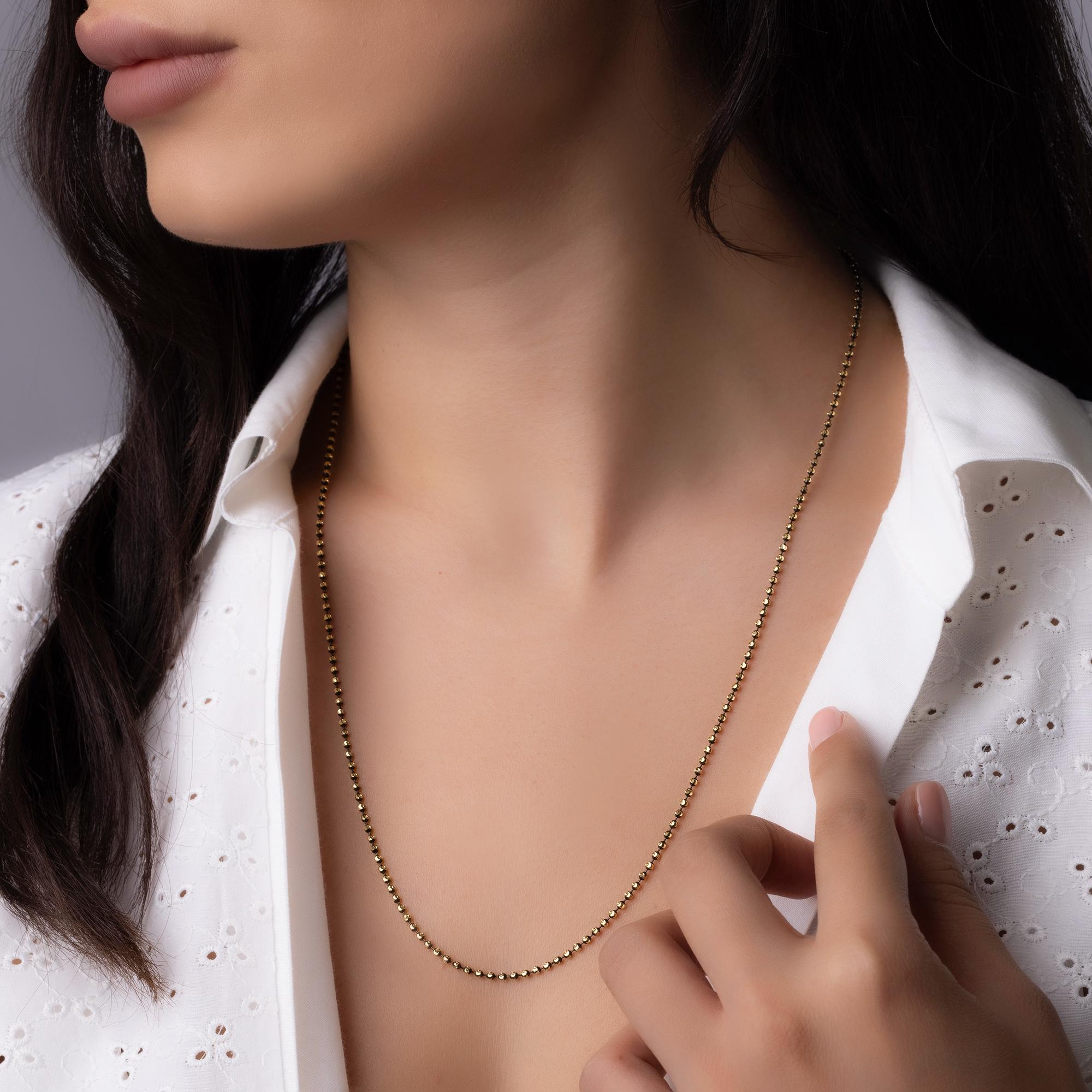 14K Solid Gold Ball Chain Necklace – Classic Beaded Real Gold Jewelry