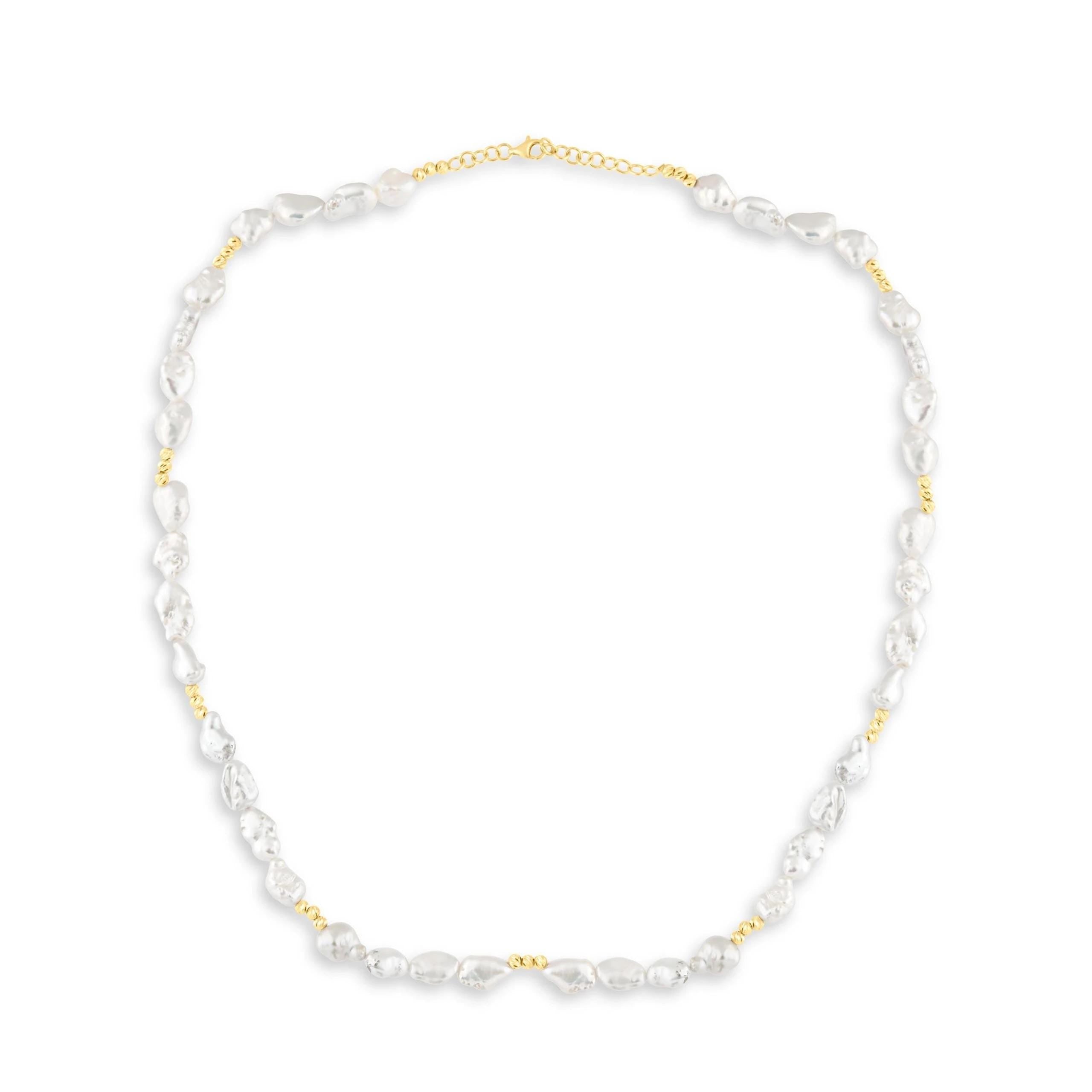 14K Gold Baroque Pearl Necklace - Natural Freshwater Pearl Jewelry