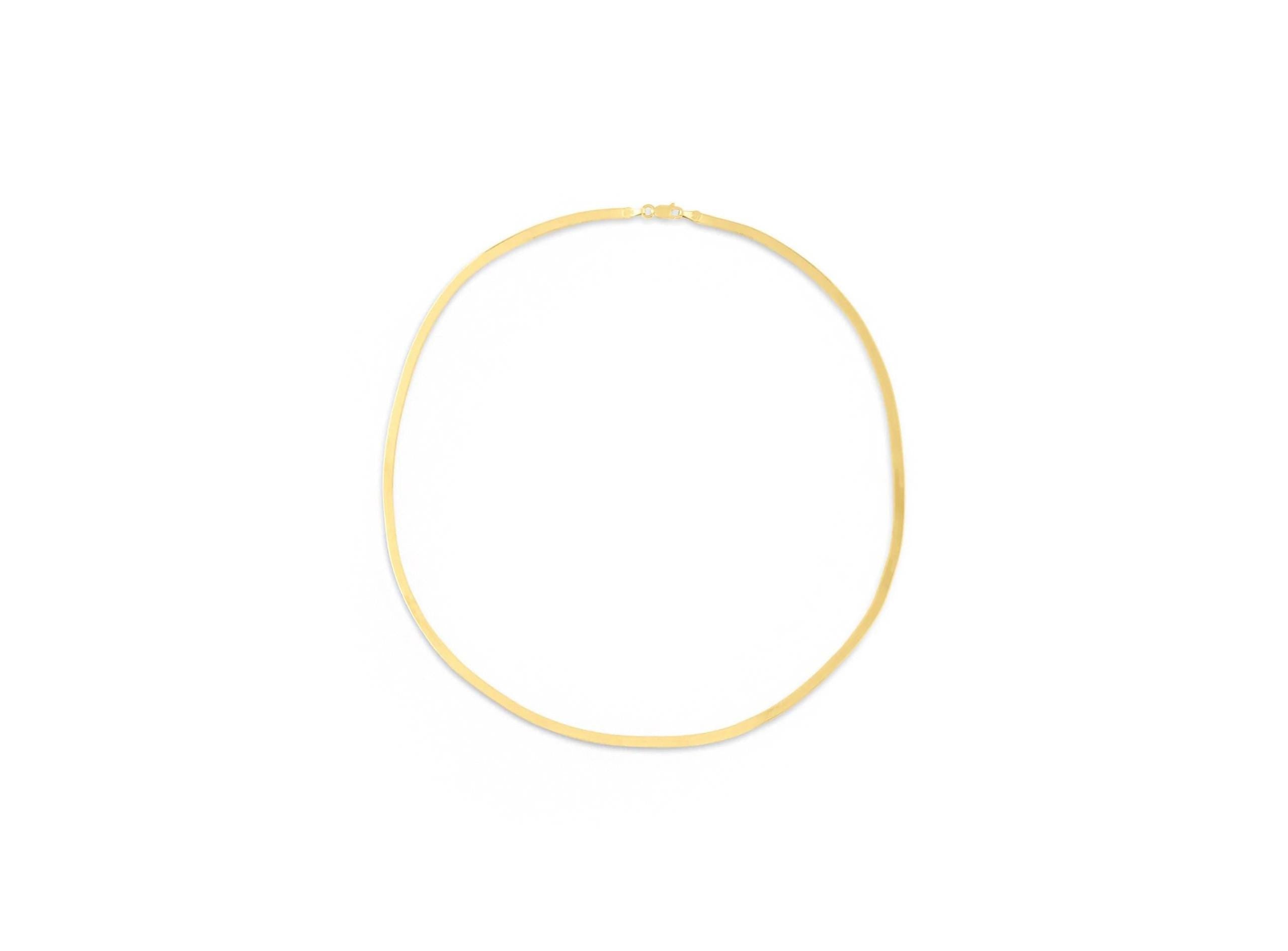 14K Gold Herringbone Necklace - Minimalist Gold Choker Necklace