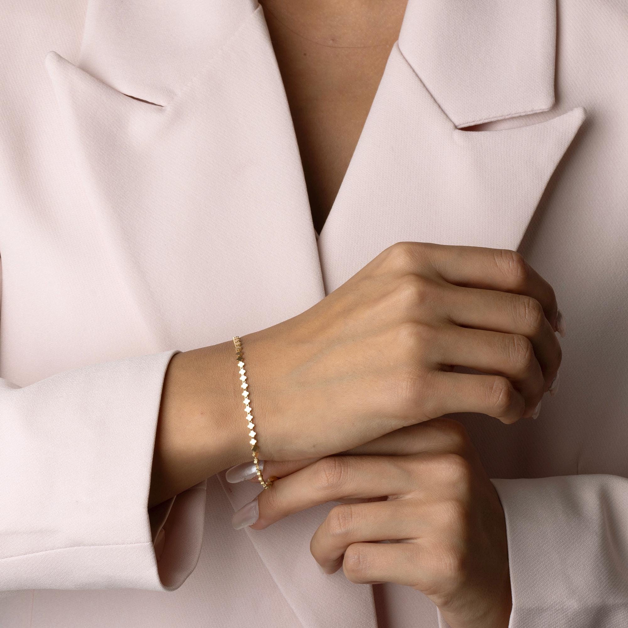 14K Solid Gold Geometric Bracelet – Diamond Cut Plate Design, Minimalist Real Gold Jewelry for Women, Elegant Everyday Gift Idea