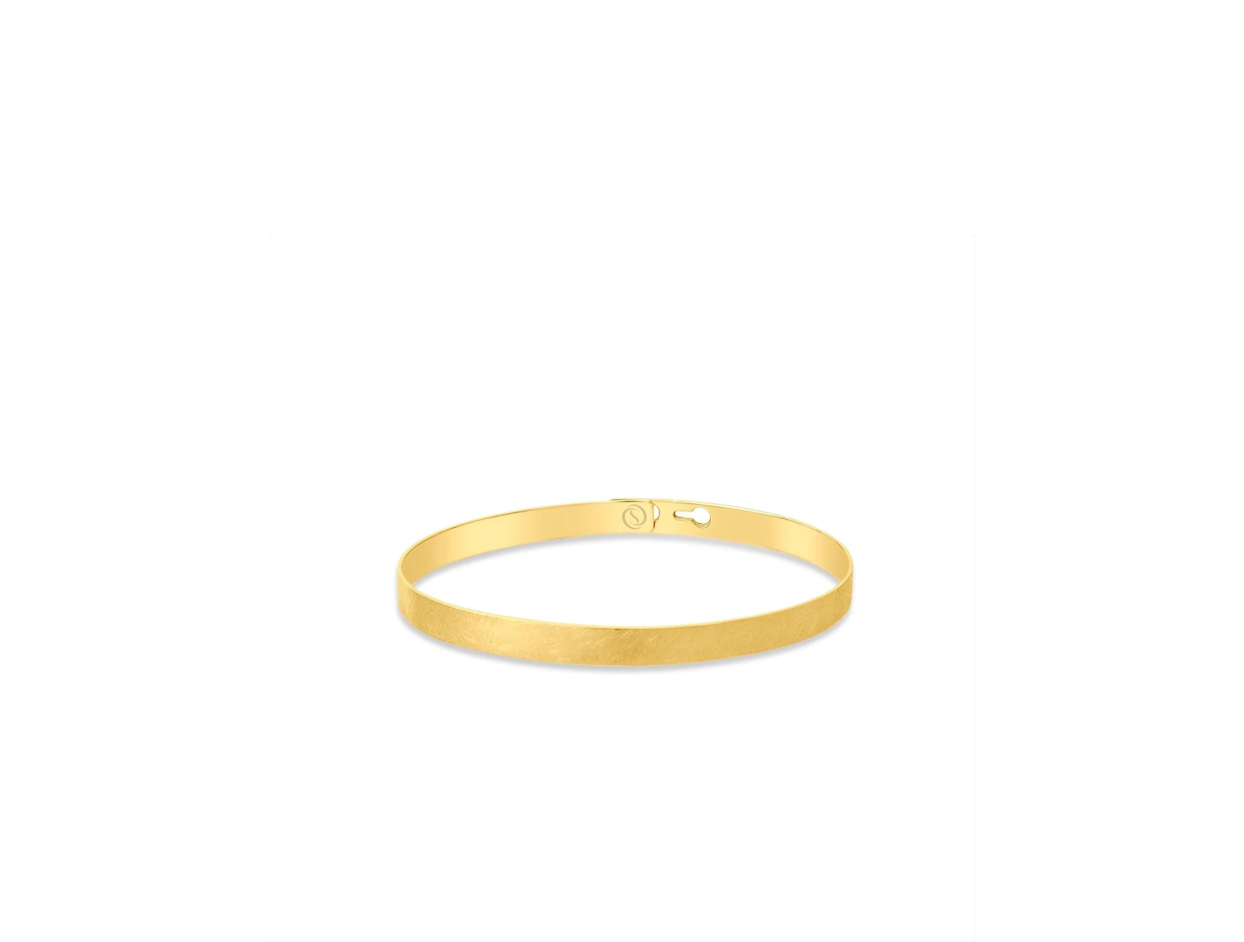 14K Solid Gold Bangle Bracelet - Minimalist Cuff Bracelet