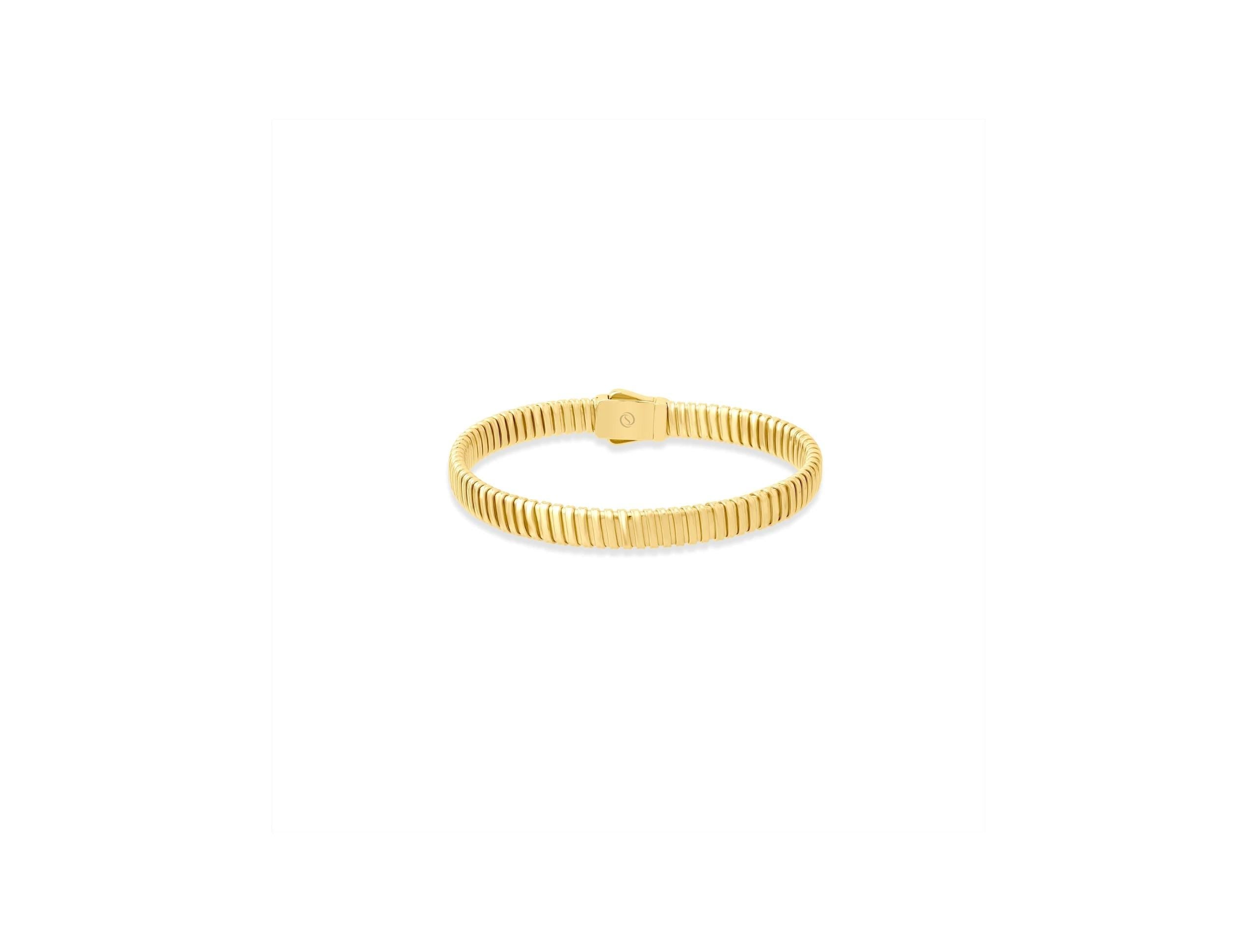 14K Solid Gold Ribbed Bangle Bracelet, Textured Gold Cuff, Real Gold Jewelry