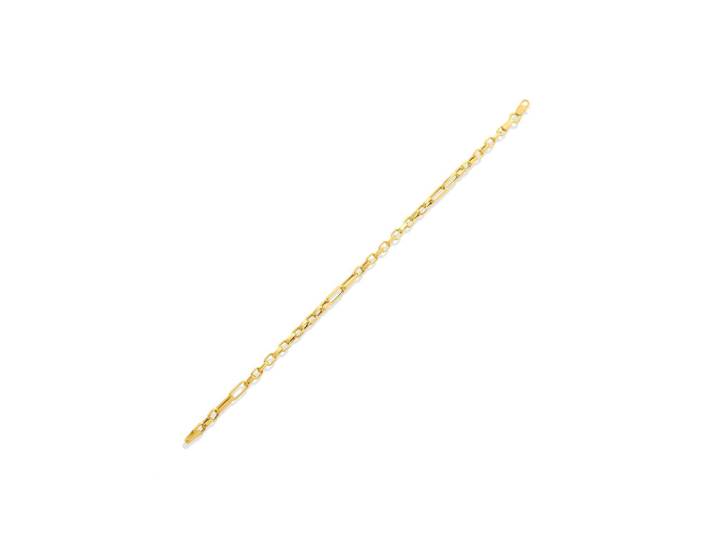 14K Solid Gold Paperclip Chain Bracelet, Minimalist Gold Link Bracelet, Real Gold Jewelry for Women, Fine Gold Gift
