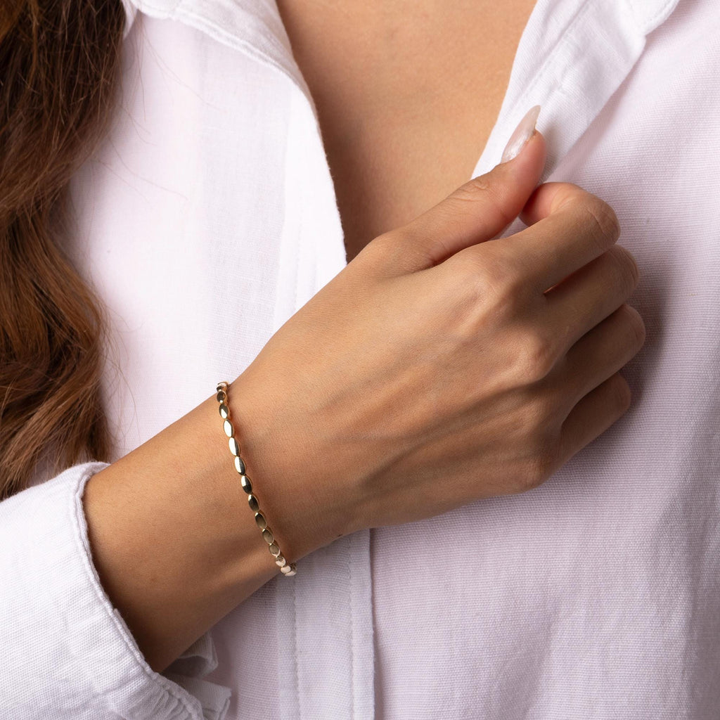14K Solid Gold Oval Link Bracelet – Elegant Real Gold Jewelry